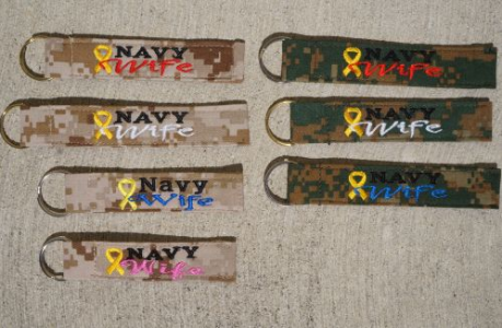NameTape Keychain-Navy Wife